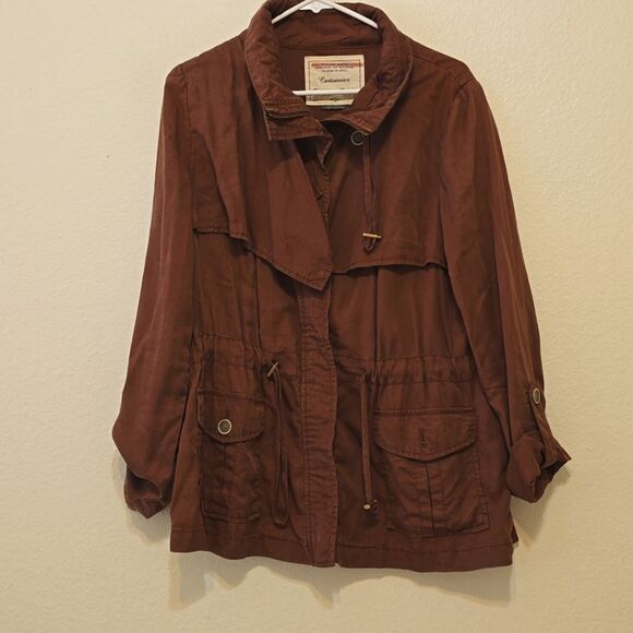 - Anthropologie Cartonnier tencel brick red light jacket 12 - Picture 1 of 10